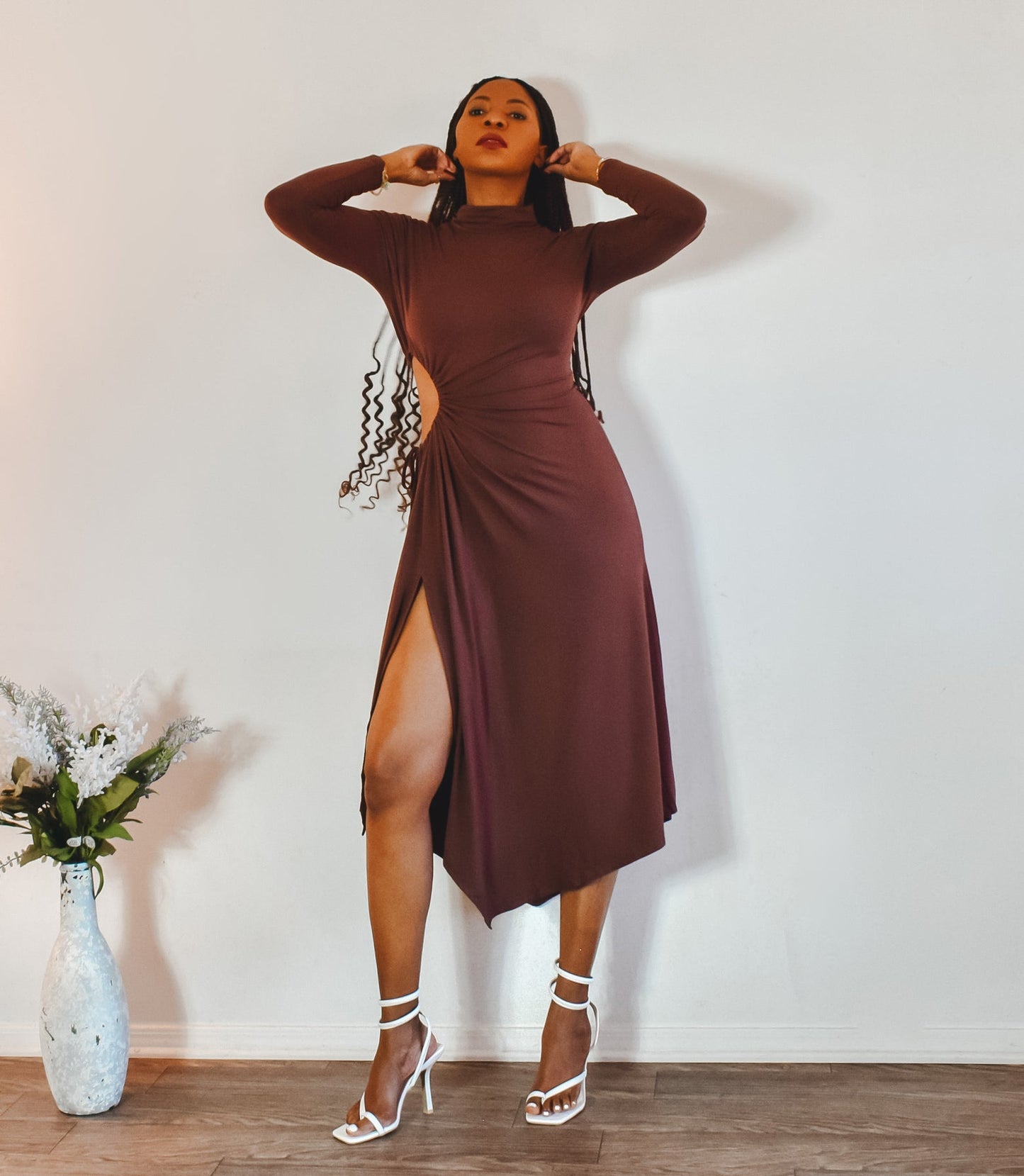 Meet Me There Cut Out Slit Dress