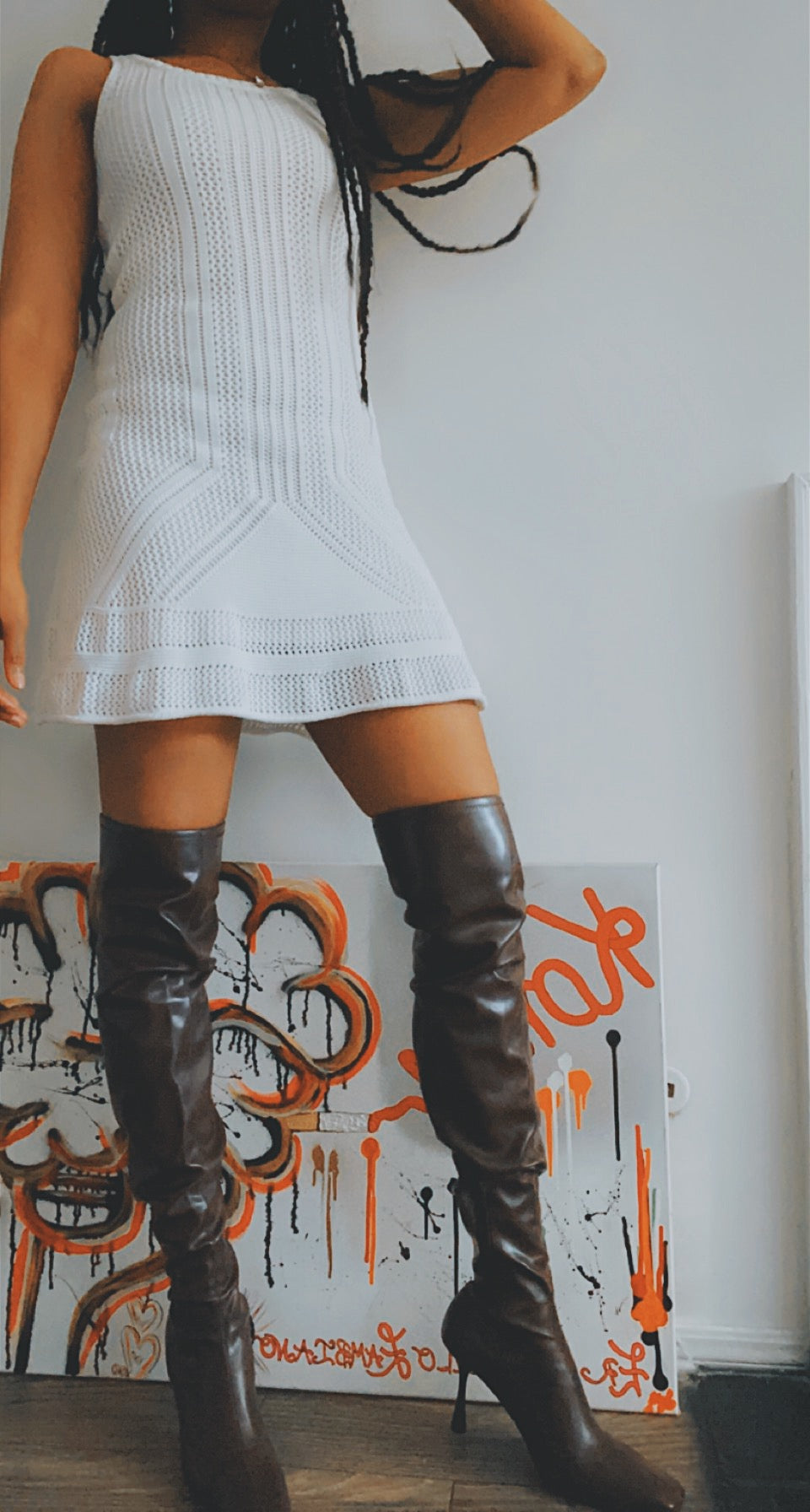 Stretch Faux Leather Over The Knee Boots